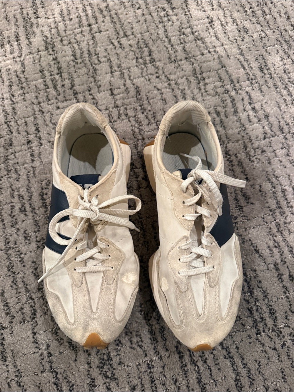 NEW BALANCE Women’s White & Navy Casual Lace-Up Sneakers